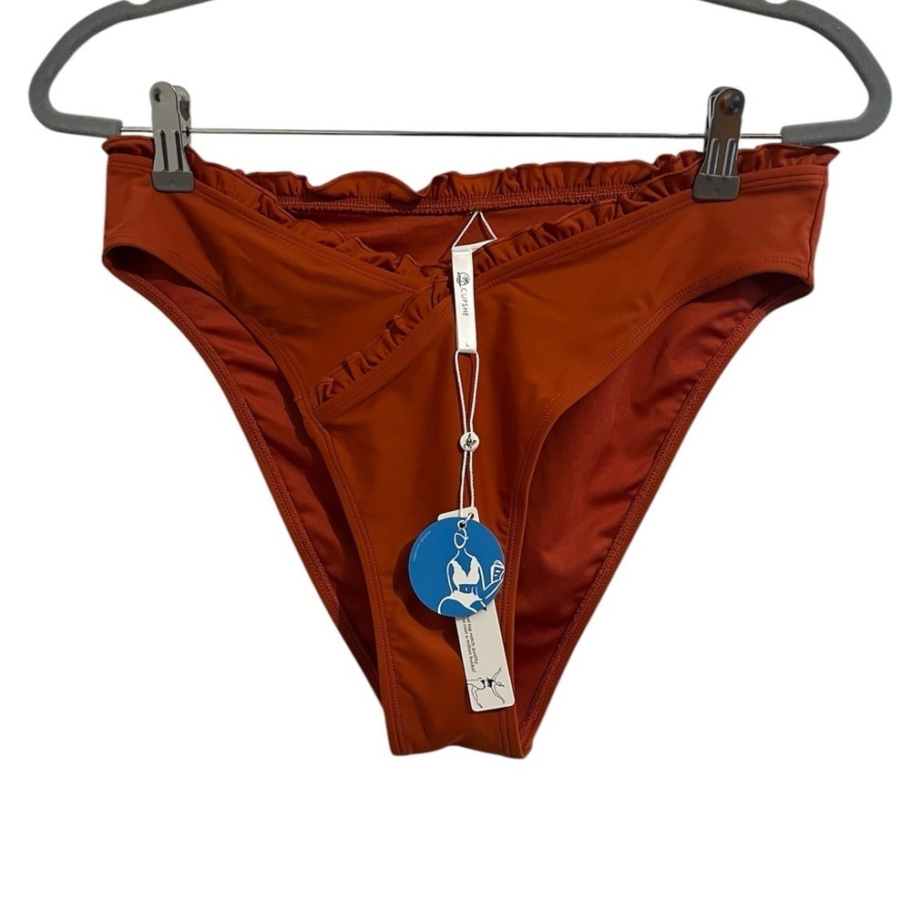 Cupshe Rust High leg Bikini Bottom with Ruffle Details size L